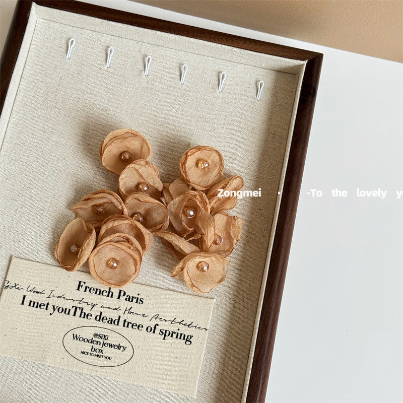 Style Flowers Gentle Vacation Mesh Petal Female Fresh Eye-catching Earrings