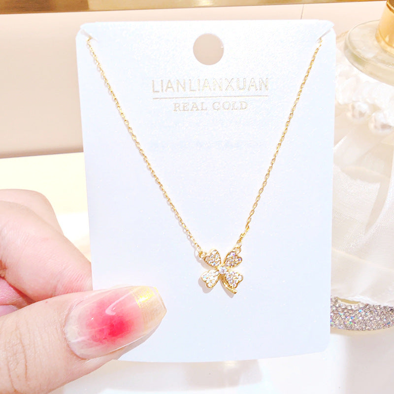 Women's Copper Summer High-grade Simple Refined Zircon Gold Necklaces