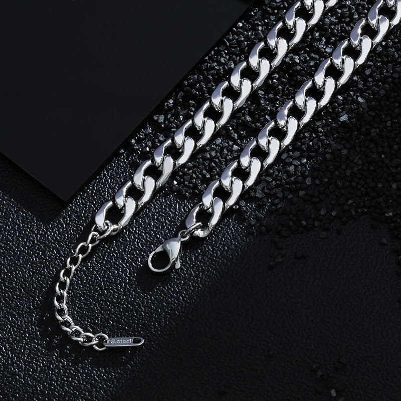 Women's & Men's Fading Cuban Link Chain Hip Hop Versatile Stainless Necklaces