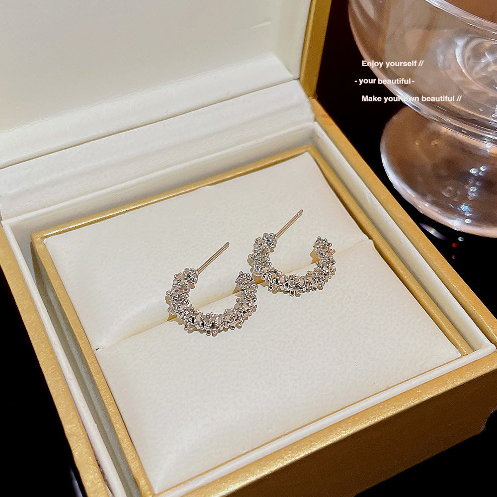 Women's Sier Needle Exquisite Small Simple Geometric Ear Niche Earrings