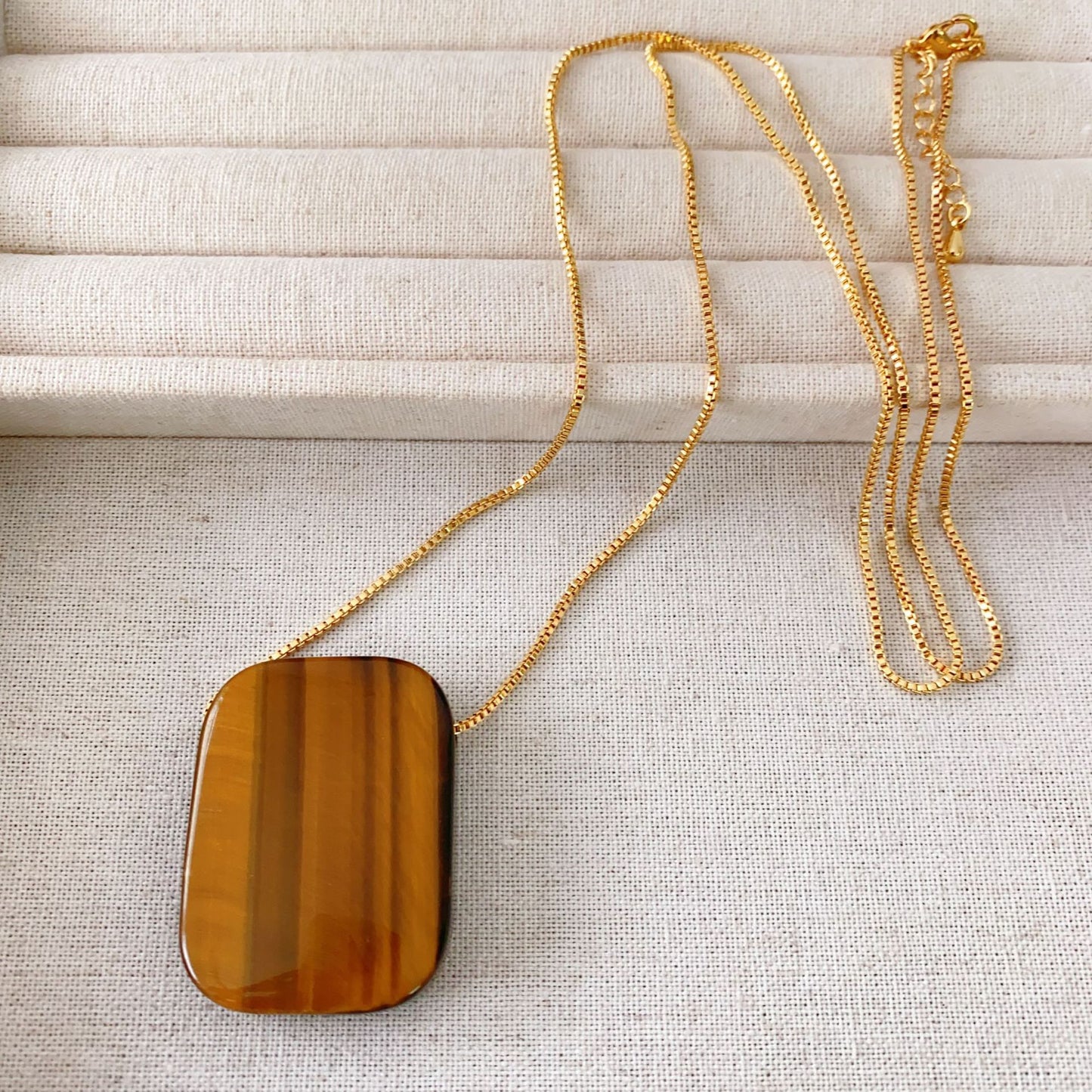 Retro Copper Chain Tigereye Obsidian Real Necklaces