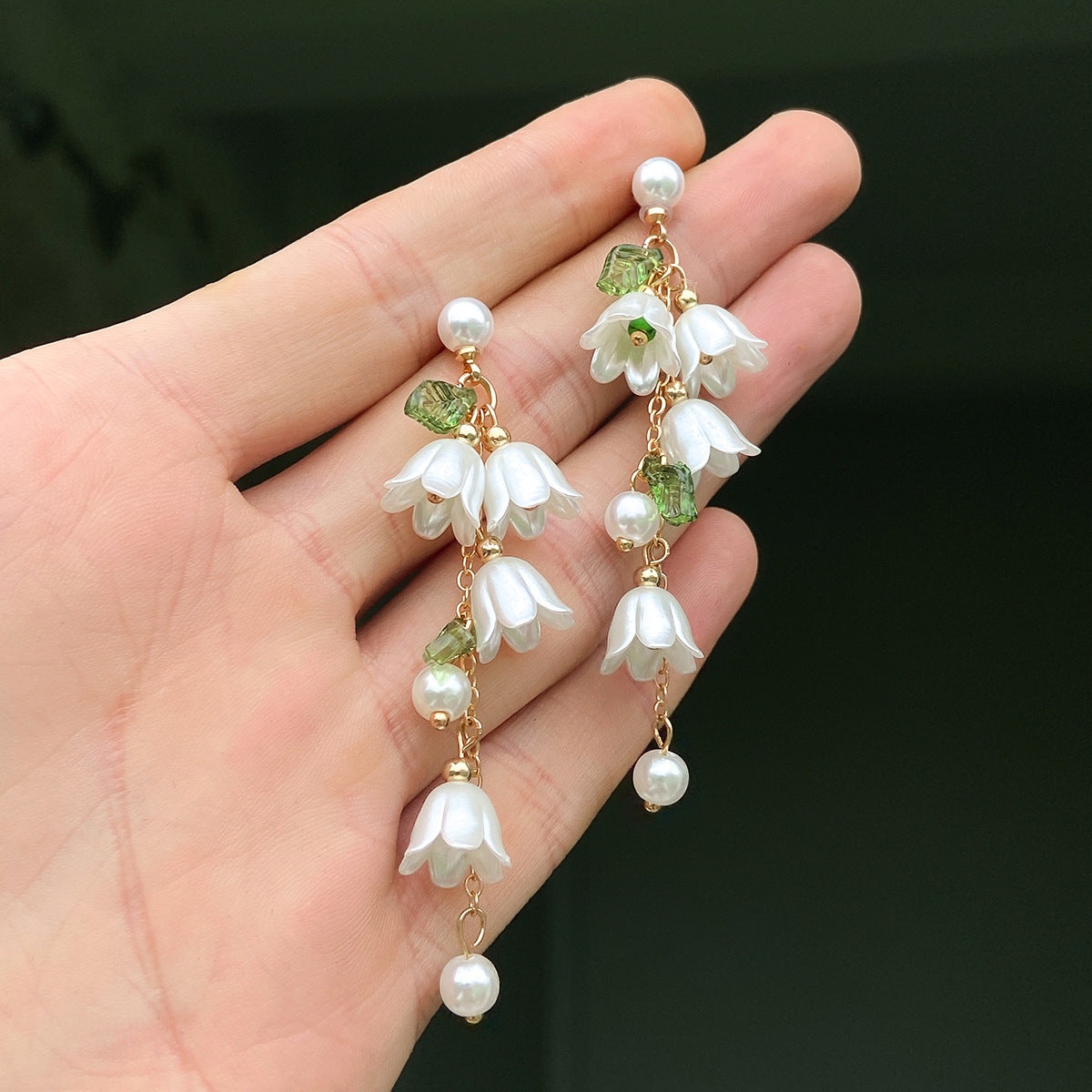 Sweet Fresh Lily Tassel Imitation Pearl Rings