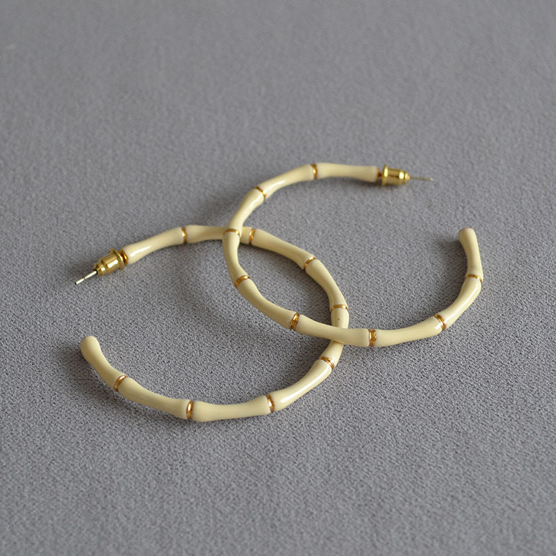 Women's Simple Versatile Enamel Glaze Fashionable Bamboo Joint Ear Earrings