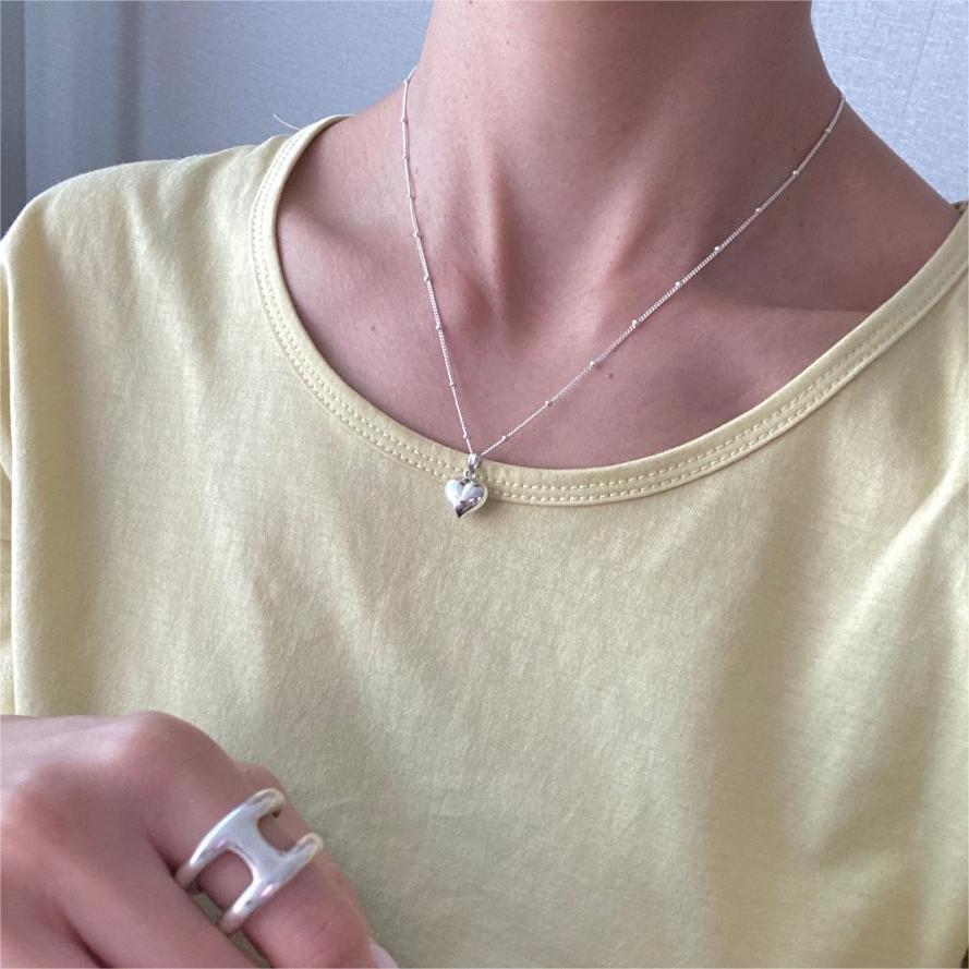 Fan Korean Style Loving Heart In Sterling Sier Bead Necklaces