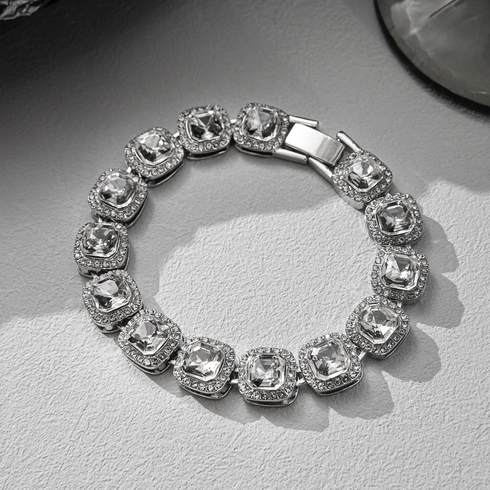 Women's & Men's Korean Style Hip Hop Design Rock Candy Diamond Titanium Steel Bracelets