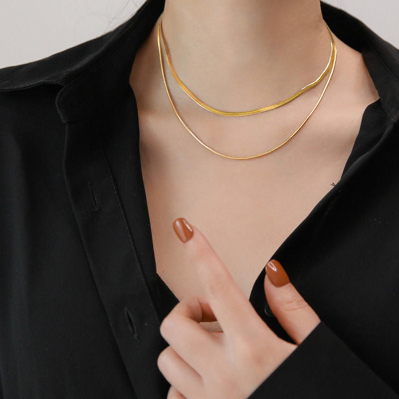 Women's For Niche Design Simple Cold Style Flat Snake Necklaces