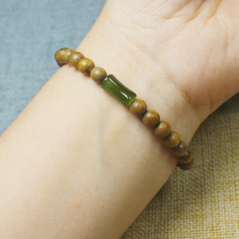 Women's & Men's Green Sandalwood Bamboo Simple Style Beads Bracelet