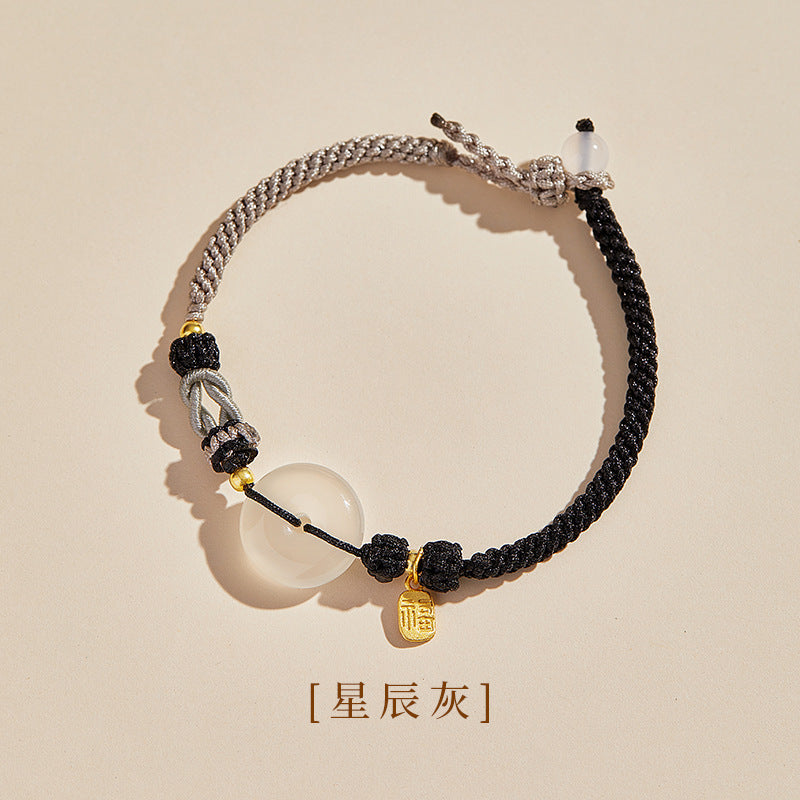Women's & Men's Natural Agate Peace Buckle Couple For Free Gifts Friends Hand-woven Bracelet