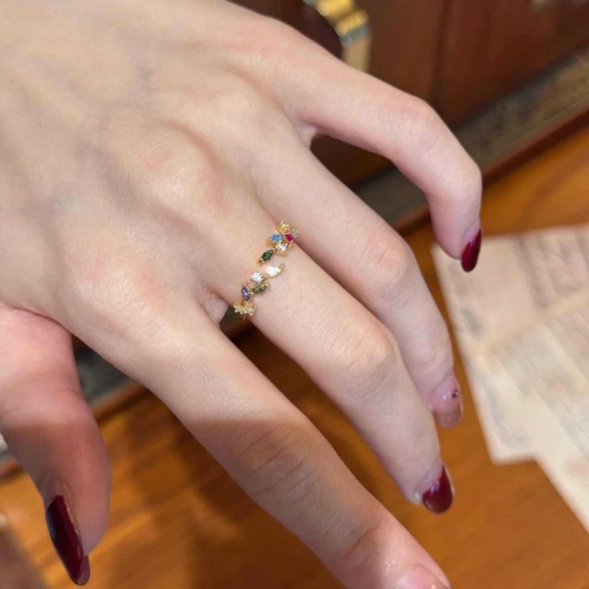 Color Zircon Design Light Luxury High Sense Party Index Finger Rings