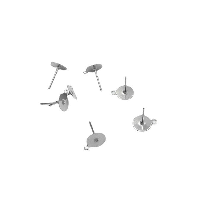 Stainless Steel Flat End Needle With Hanging Golden Earrings