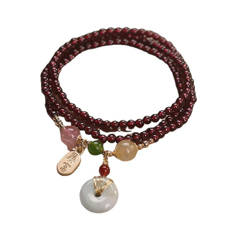 Garnet Female Light Luxury Simplicity Safety Buckle Lucky Bracelet