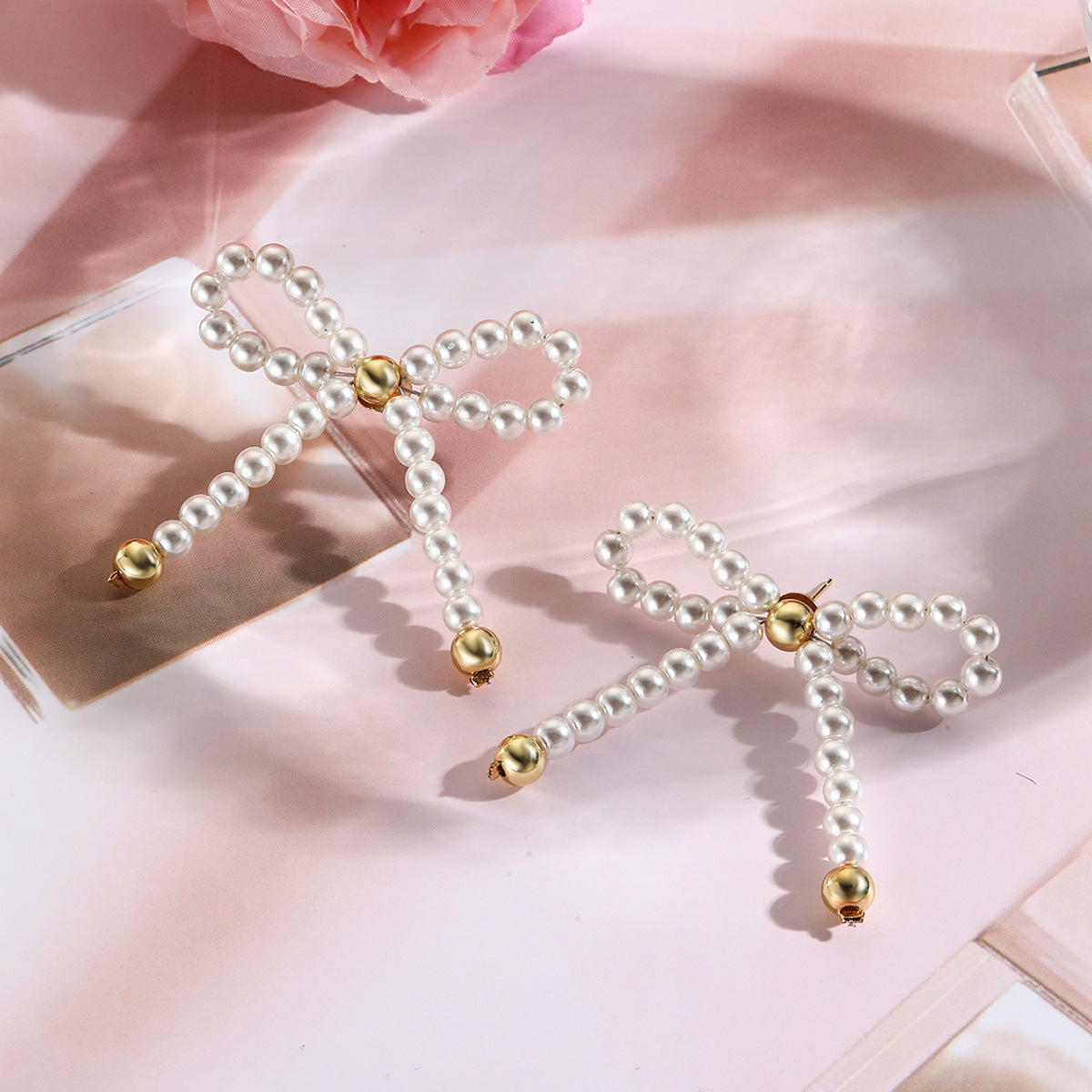 Metal Personality Fashion Imitation Pearl Beaded Earrings