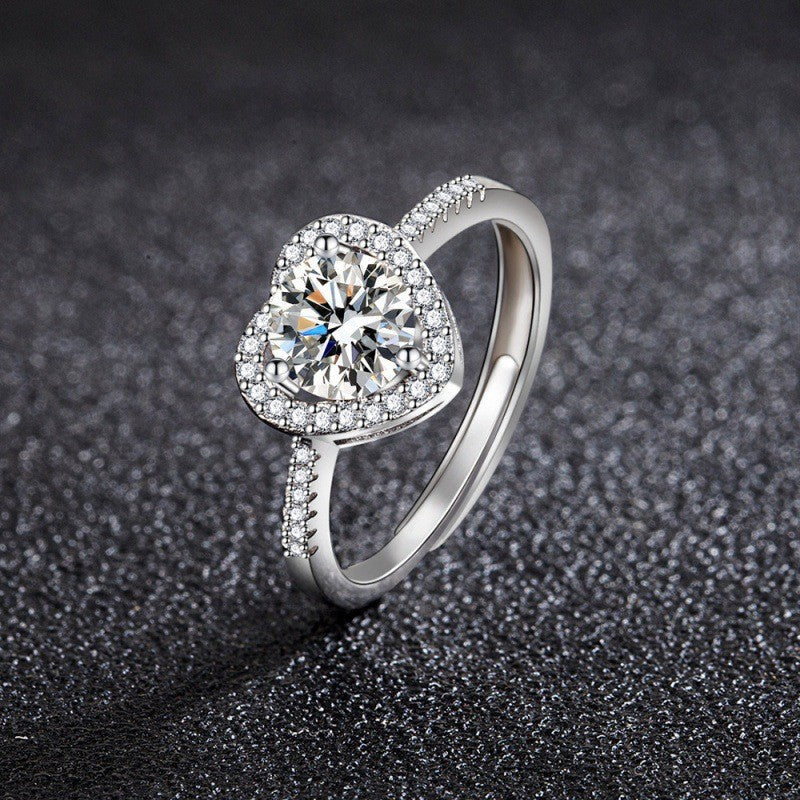 Women's Love Heart-shaped White Gold Plated Boutique Rings