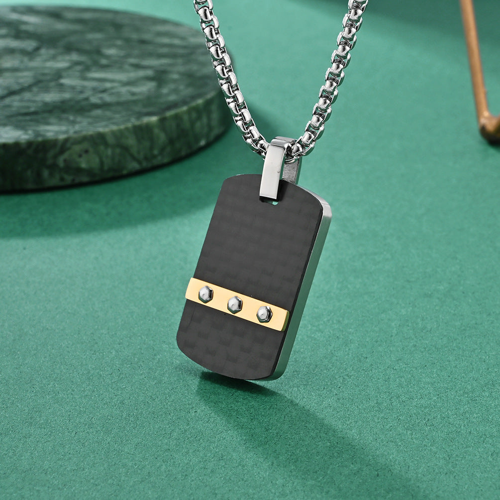 Men's Nail Head Pattern Carbon Fiber Fashion Dog Pendants