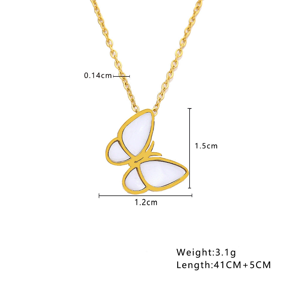 Butterfly Sweater Chain High-grade Versatile White Necklaces