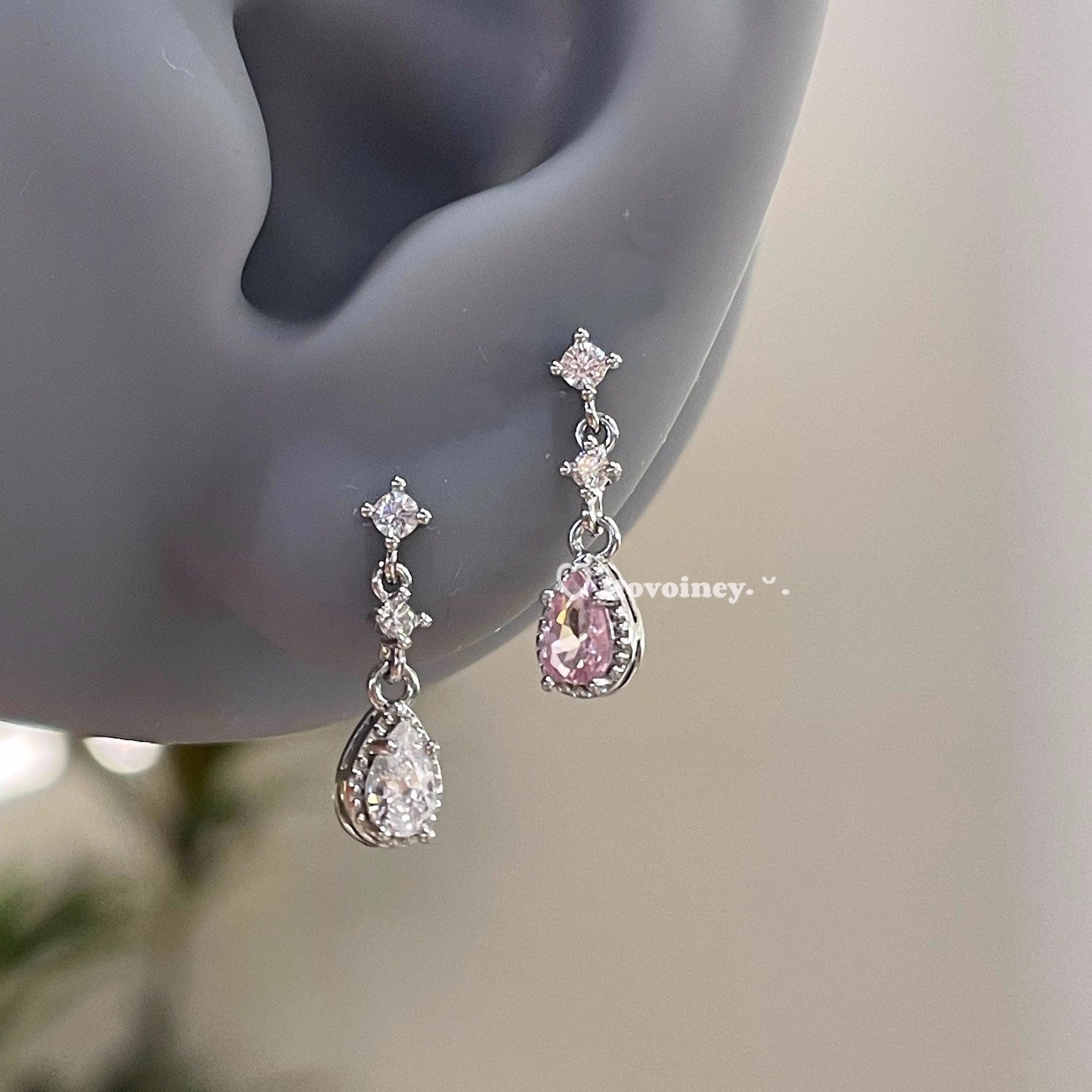 Women's Light Blue Water Drop Niche Design Zircon Stud Earrings
