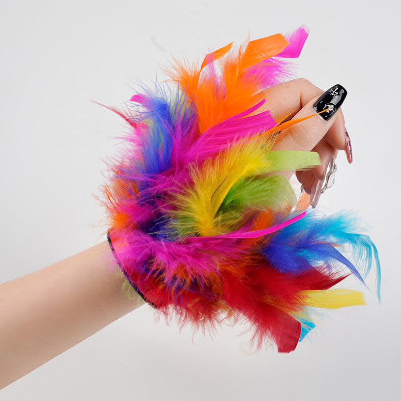 Turkey Feather Colorful Pop Hair Band Bracelet