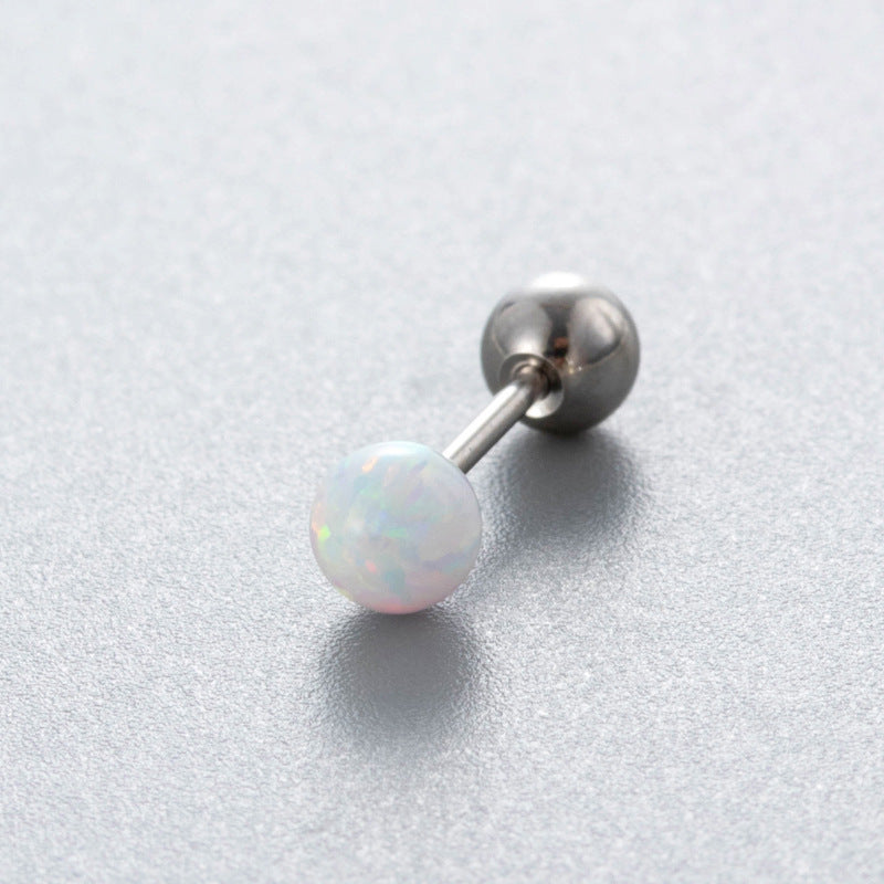 Henson Opal Titanium Steel Ear Bone Pin Double-headed Screw Earrings