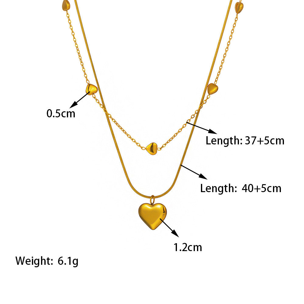 Women's Popular Twin Style Gold-plated Titanium Steel Necklaces