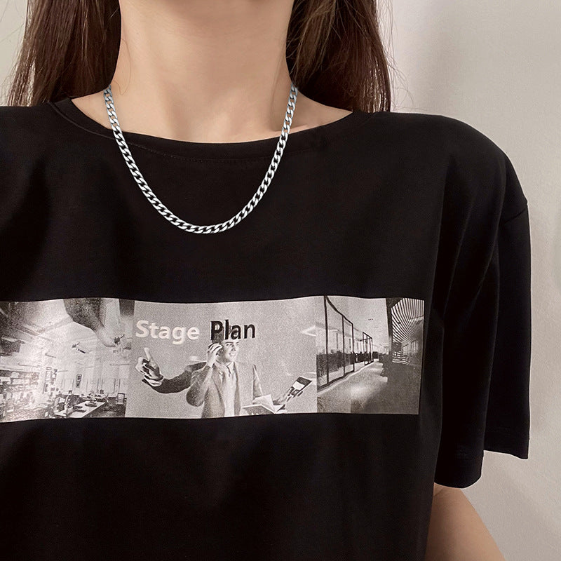 Women's & Men's Fading Cuban Link Chain Hip Hop Versatile Stainless Necklaces