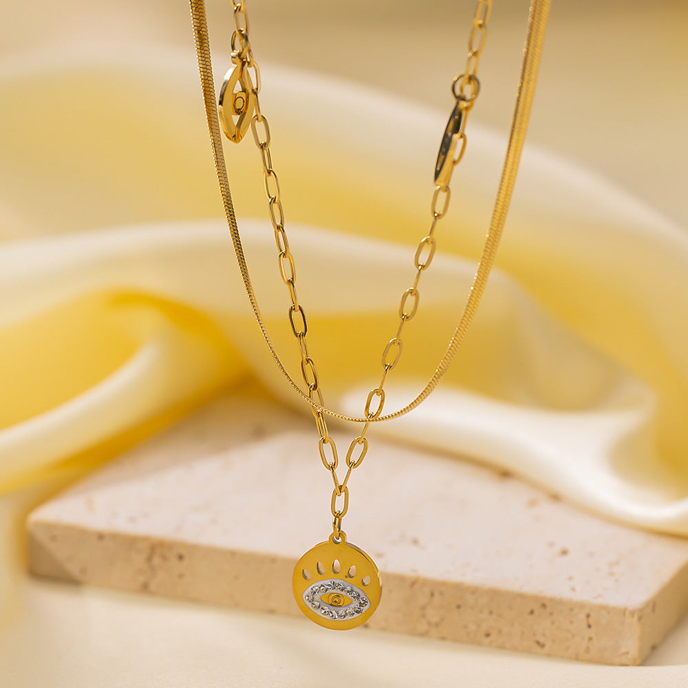 Women's Popular Twin Style Gold-plated Titanium Steel Necklaces