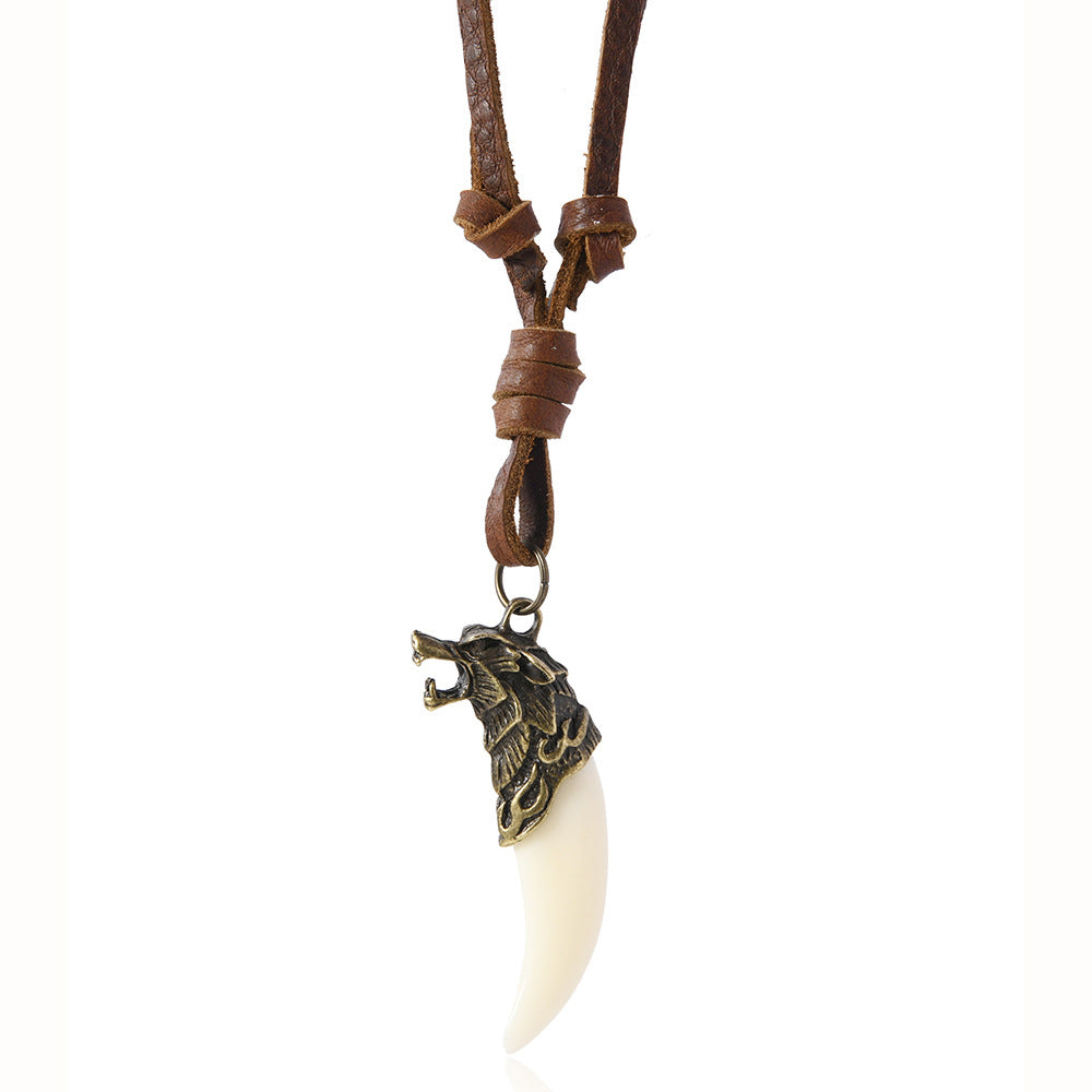 Men's Ornament Simple Adjustable Creative Vintage Wolf Necklaces