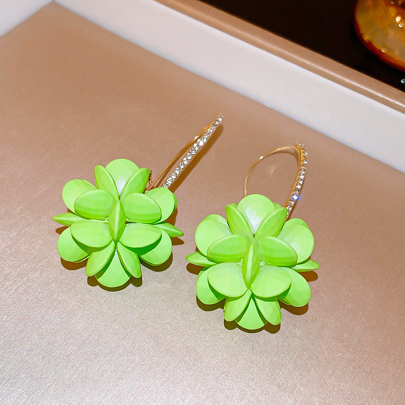 Women's Acrylic Flower Long Ear Hook Niche Earrings