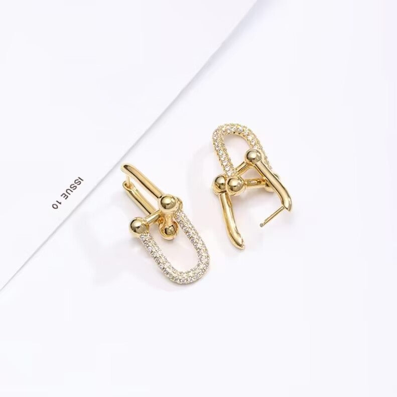 U-shaped Vachette Clasp Micro Inlaid Zircon Earrings
