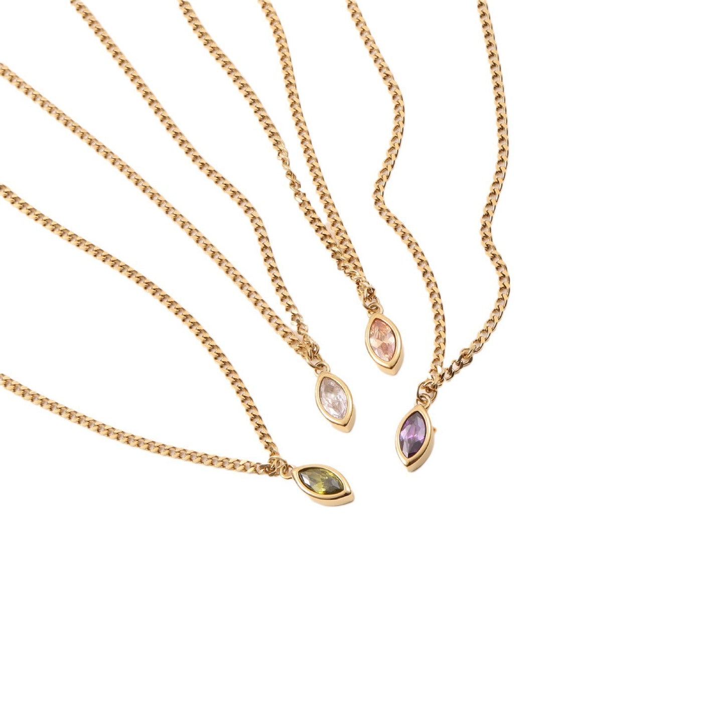 Eye Zircon Titanium Steel Gold Plating Necklace