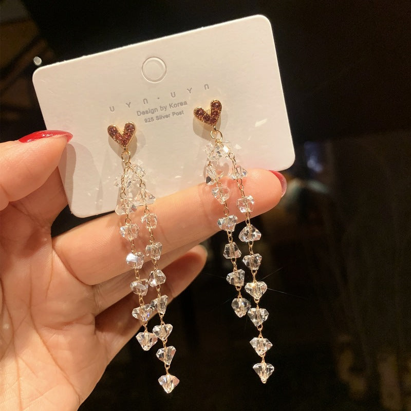 Women's Needle Elegant Long Tassel Thin Effect Earrings