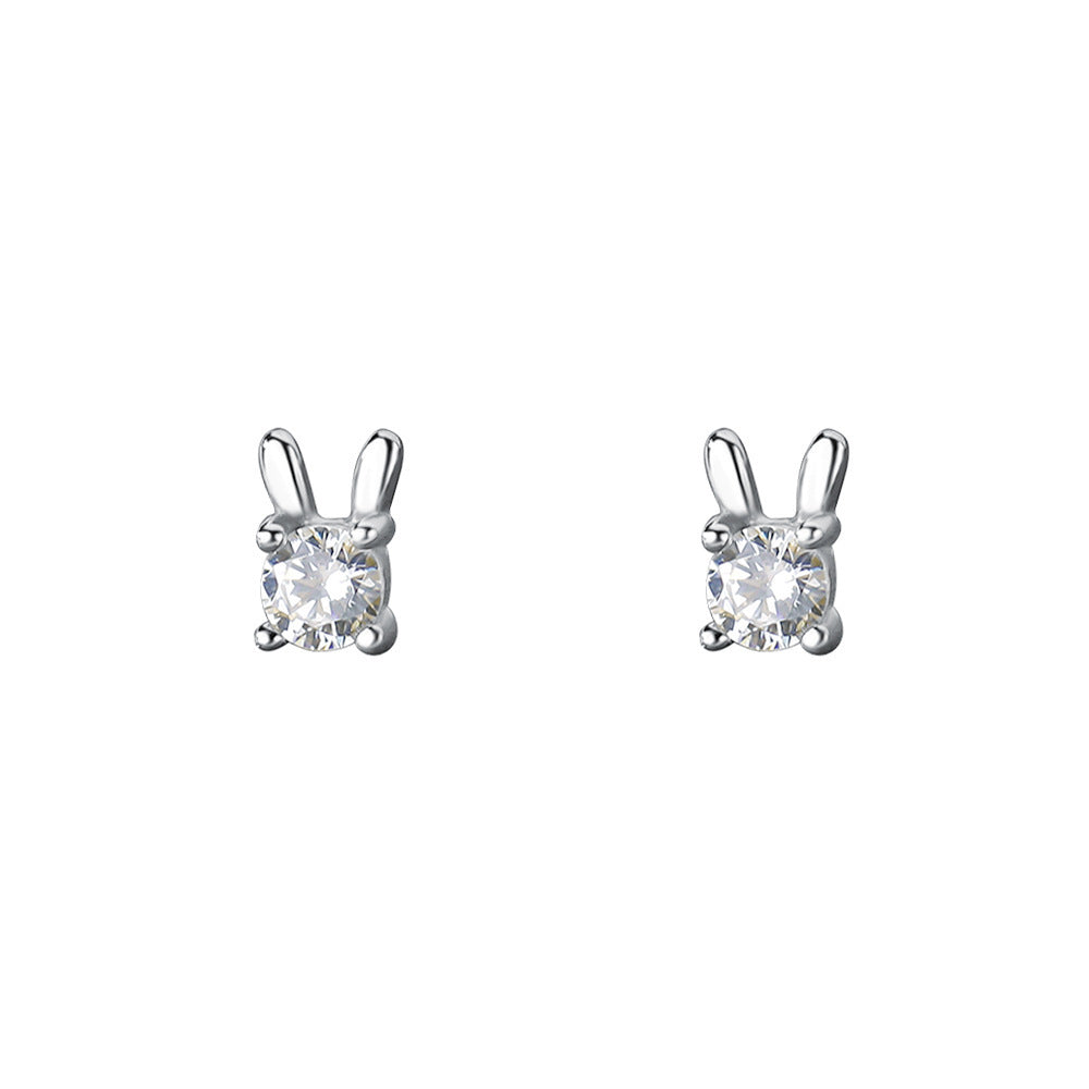 Women's Mini Zodiac Rabbit Copper Inlaid Zircon Simple Earrings