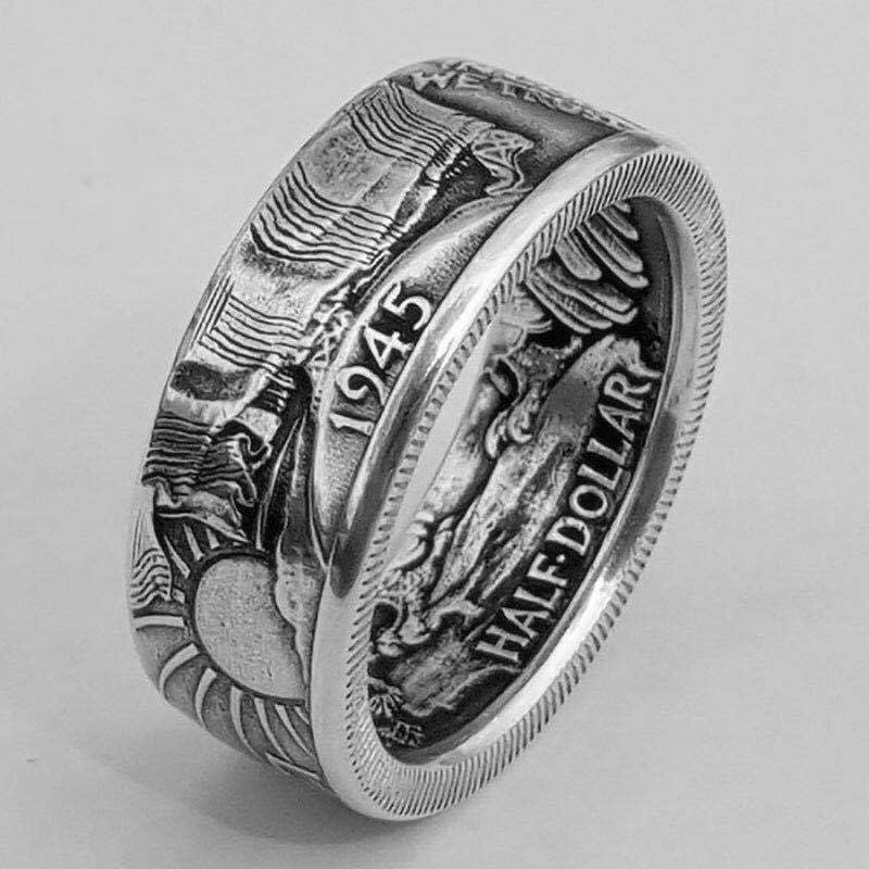 Brocade Antique Coin Morgan Dollar Carved Rings