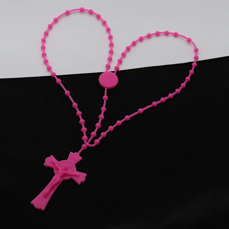 Flexible Glue Color Luminous Fluorescence Rosary Necklaces