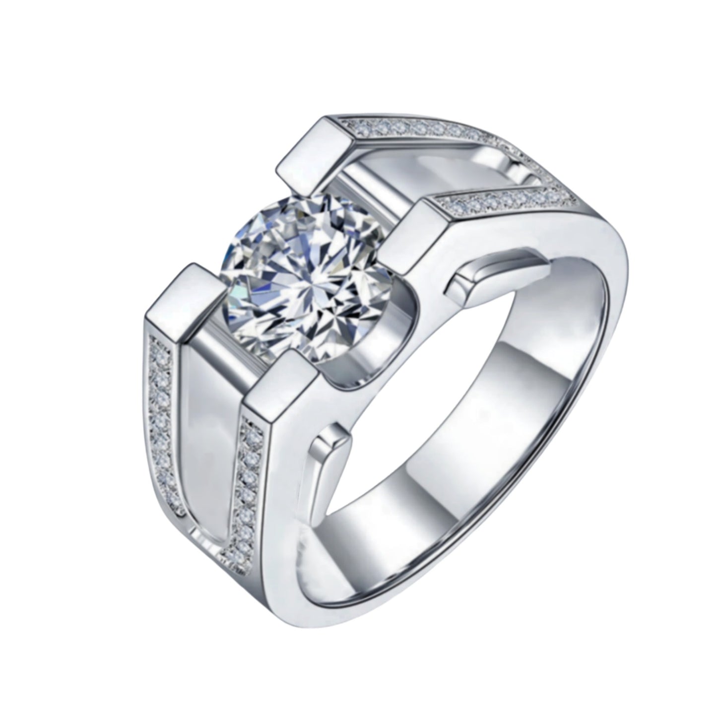 Men's Eight Hearts Arrows Imitation Moissanite Punk Rough Personality Mature Domineering Rings