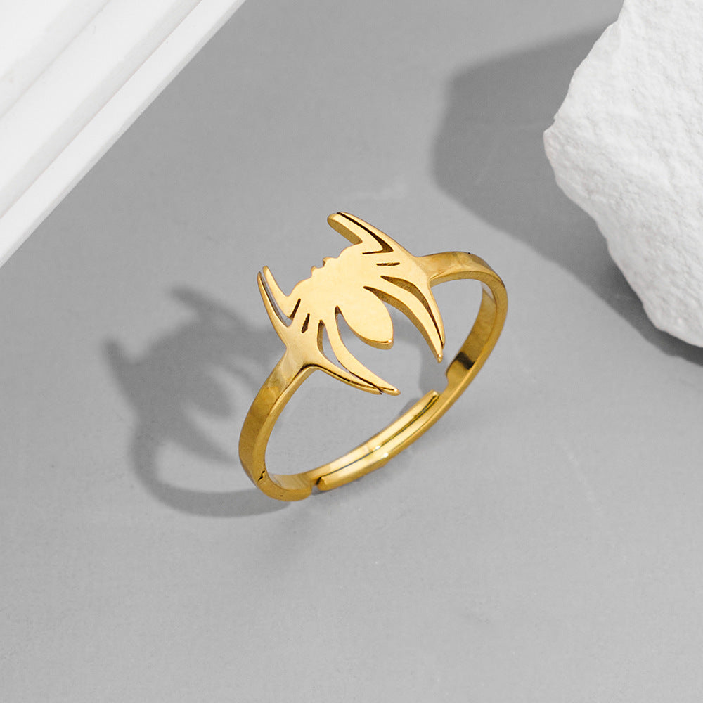 Fashion Couple Stainless Steel Spider Web Butterfly Bird Rings
