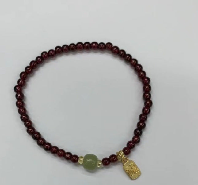 Natural Wine Red Real Garnet Female Strawberry Lucky Bracelets