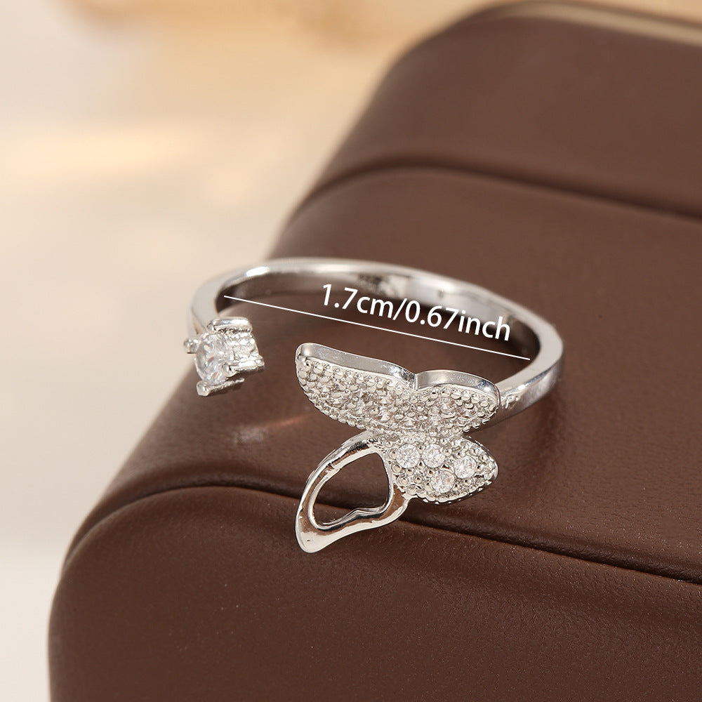 Zircon Female Light Luxury Minority High Sense Adjustable Index Finger Ring