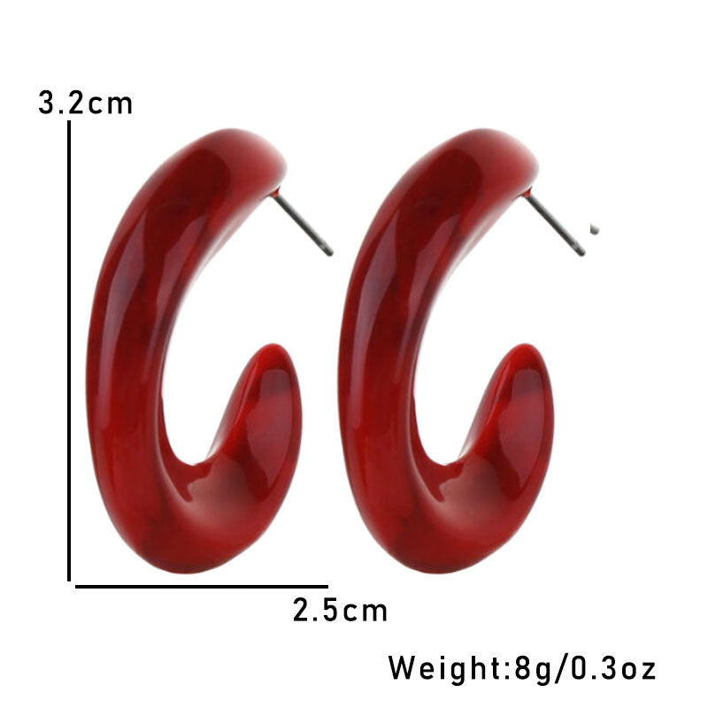 Women's Christmas For Vintage Wine Red Acrylic Earrings