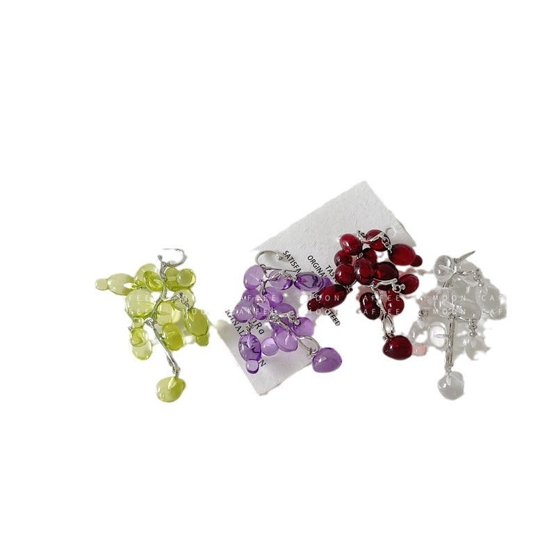 Fruit Grape Multicolored Tassel Vacation Exaggerated Mori Earrings
