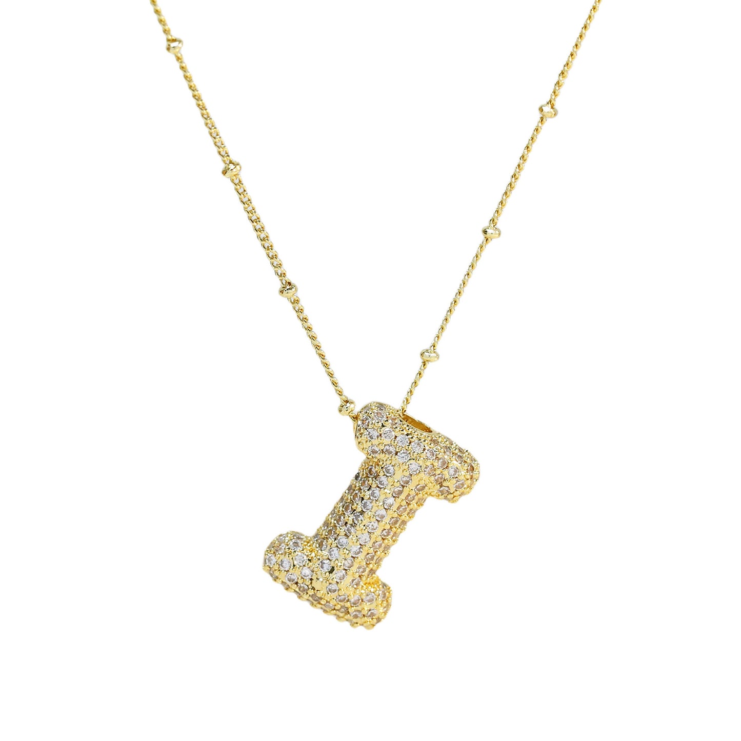 Women's Brass Zircon Bubble Balloon Letter Chubby Necklaces