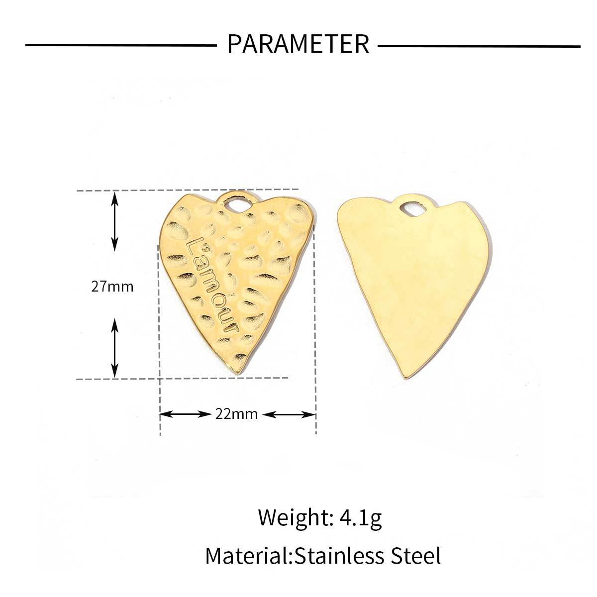 Peach Heart Wings Lock Stainless Steel Retro Titanium Pendants