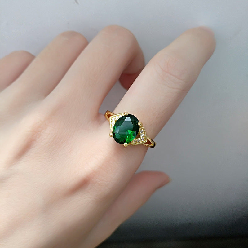 Women's Alluvial Gold Ruby Full Diamond Plated Yellow Rings