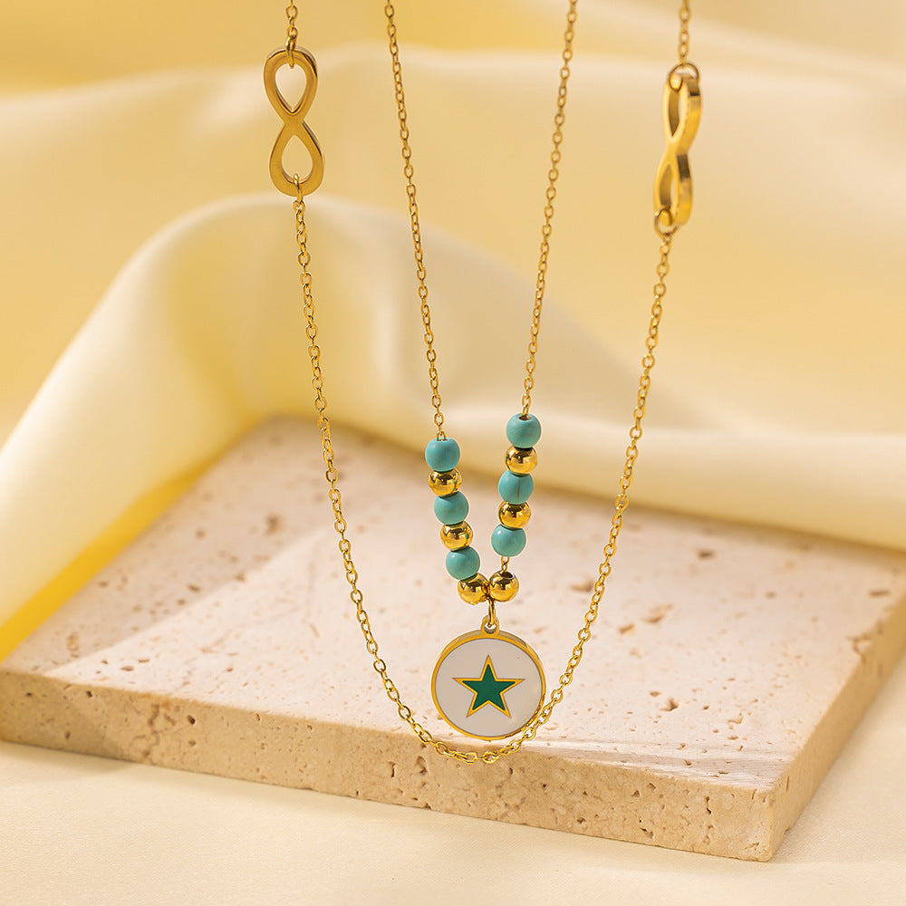Women's Popular Twin Style Gold-plated Titanium Steel Necklaces
