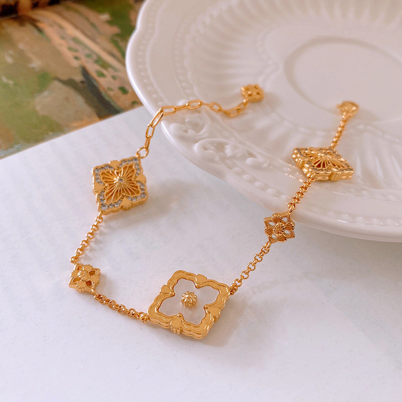 Flower Affordable Luxury Fashion Wristband Palace Style High Bracelets