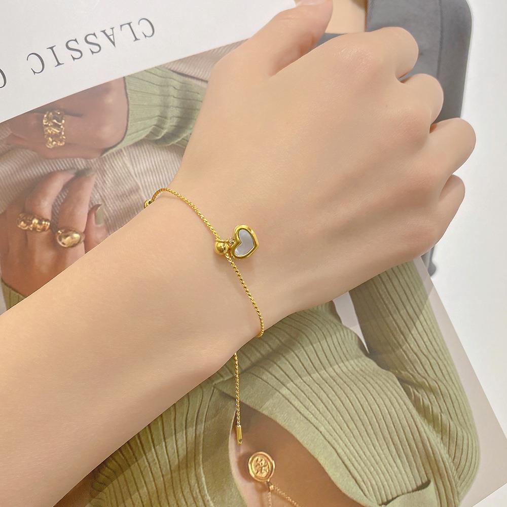 Women's Love Titanium Steel Real Shell Heart-shaped Necklaces