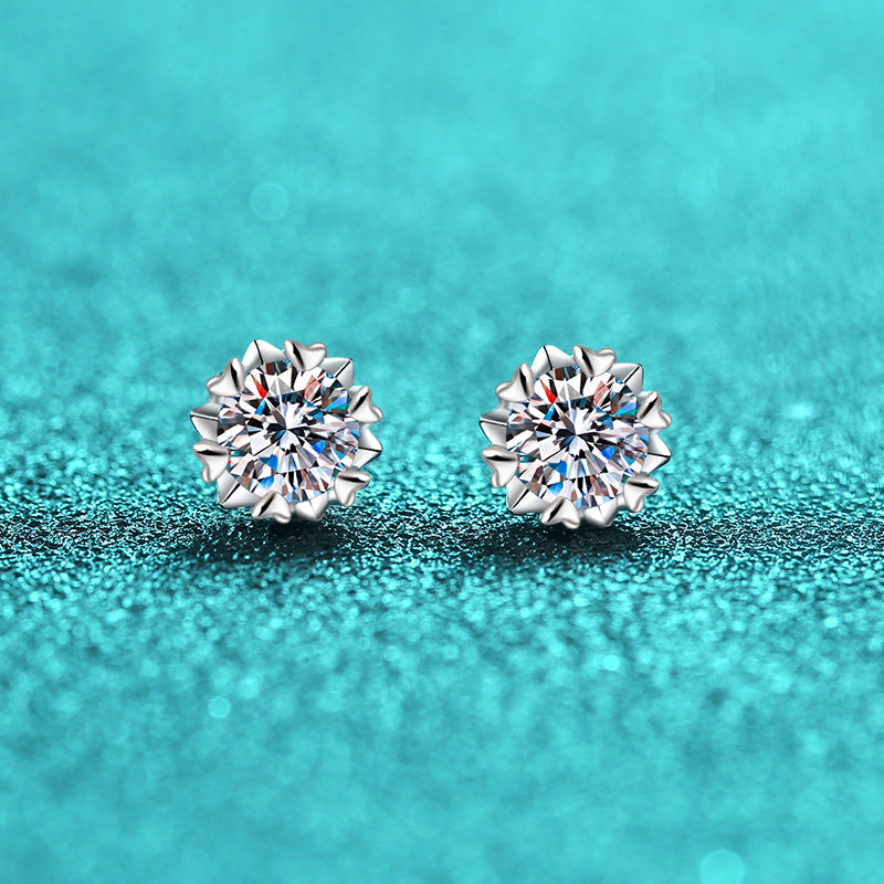 Sterling Sier Snowflake Plated Moissanite Eardrops Earrings