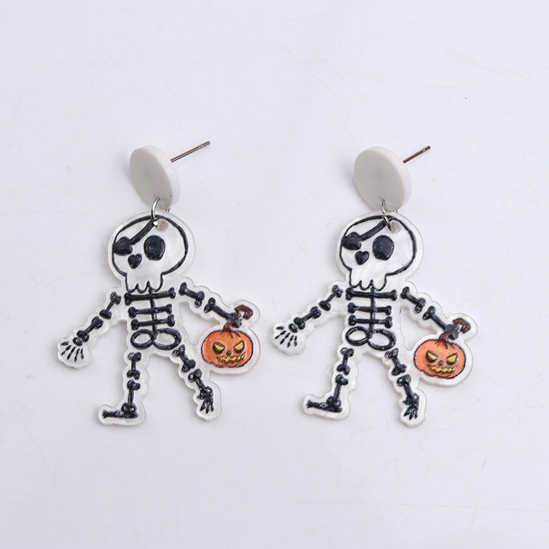 Fashion Skull Spider Web Ghost Mummy Earrings