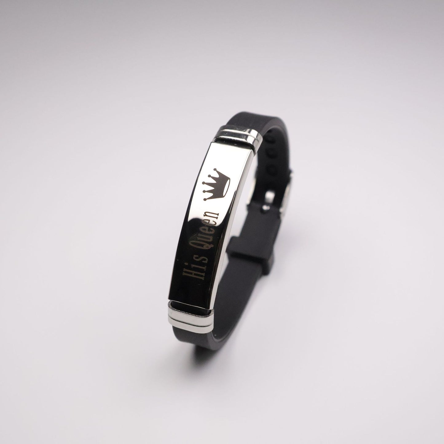 Couple Crown Letters Stainless Steel Silicone Bracelet