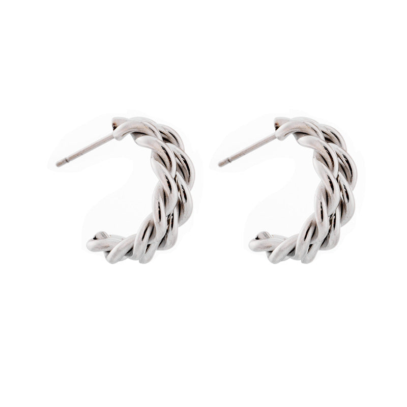 High-grade Cold Geometric Twist Ornament Metal Earrings