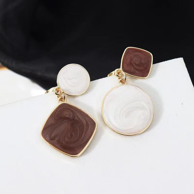 Sier Needle Personality Asymmetric Simple Geometric Ear Drop Rings